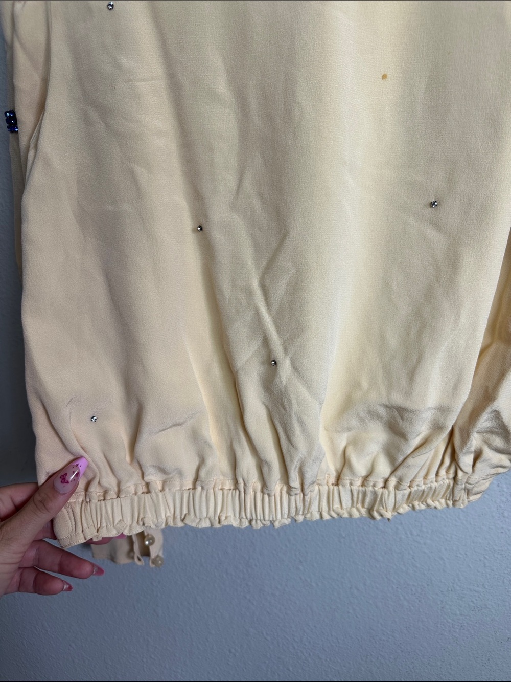 Vintage silk Chloe Cream Long-Sleeve Embellished blouse - Picture 12 of 15